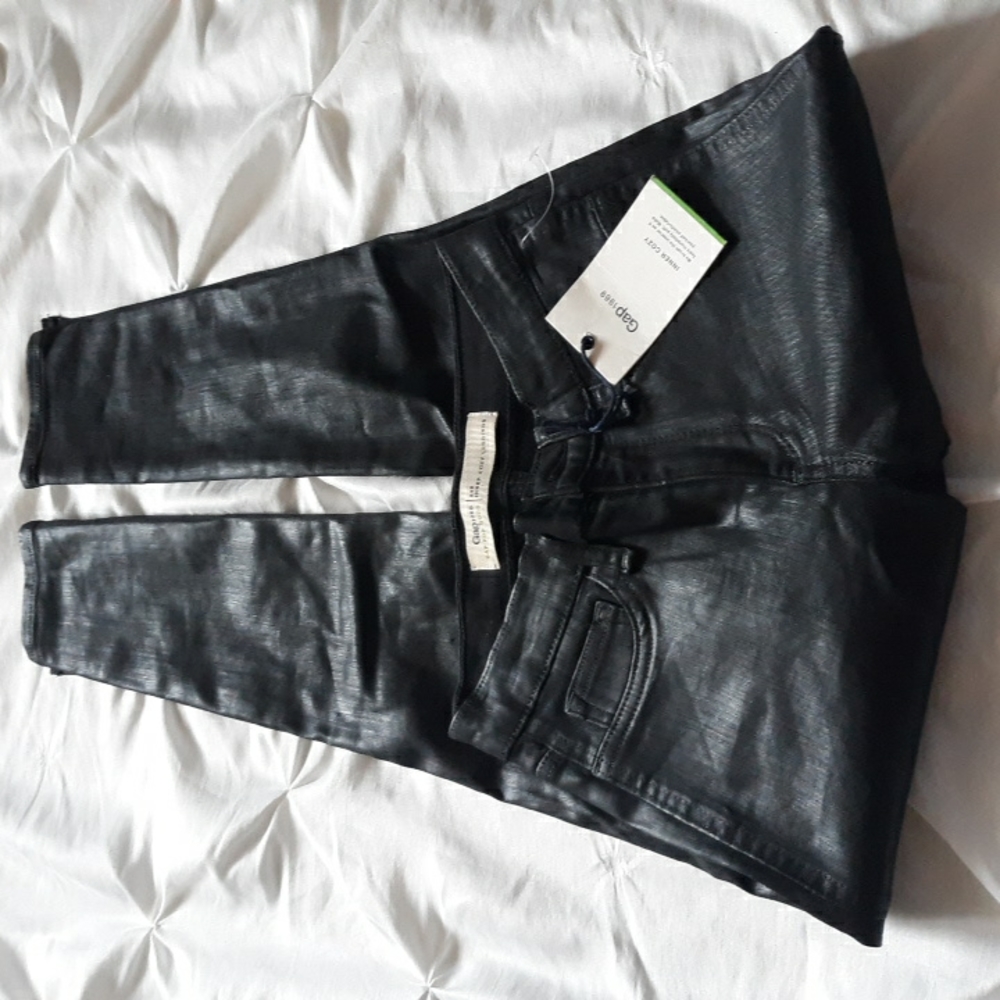 Gap Inner Cozy Leggings Sz 24R Coated Moto Snap Leg Pants